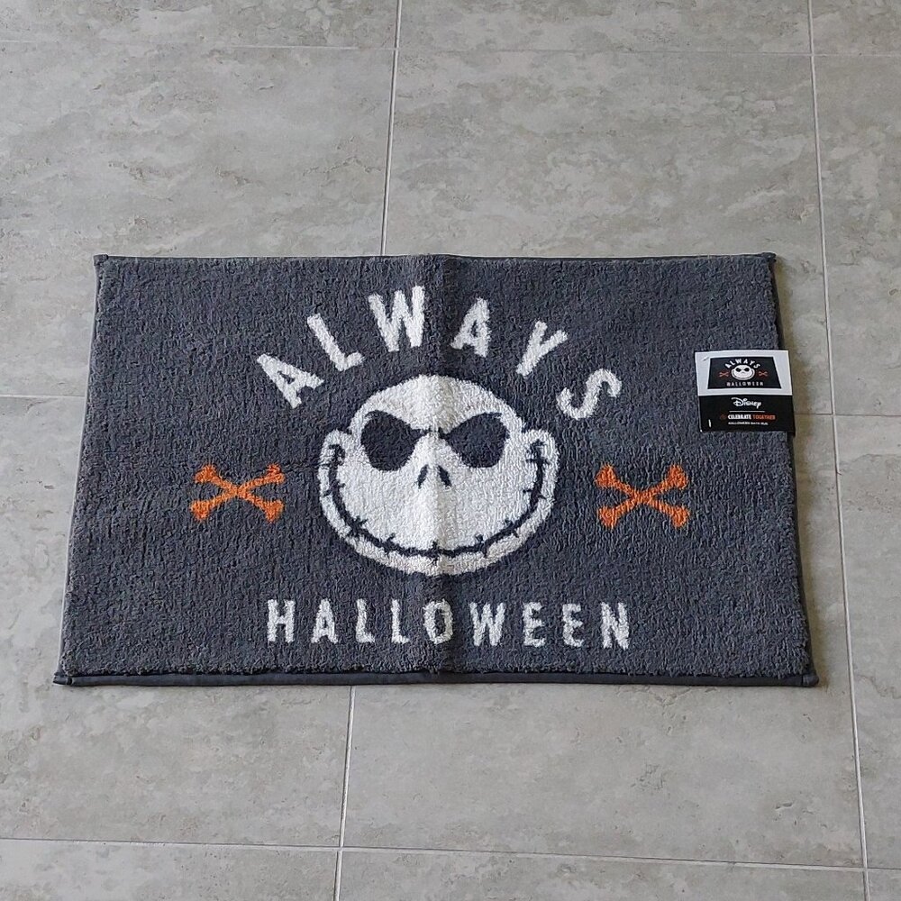 New Disney "Always Halloween" Jack Skeleton Gray Bath Rug